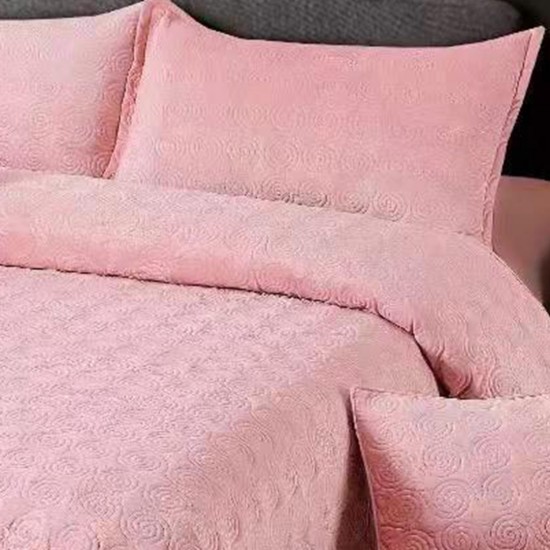 Cuvertura de pat din Catifea 5 piese Rosa