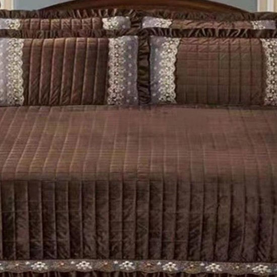 Cuvertura pat Catifea Lux 3 piese Divya