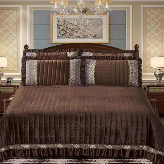 Cuvertura pat Catifea Lux 3 piese Divya