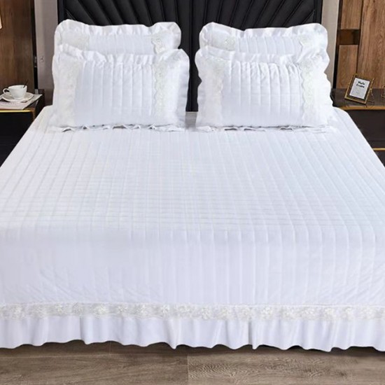 Cuvertura pat Catifea Lux 3 piese Blanca Cuvertura pat Catifea Lux 3 piese Blanca