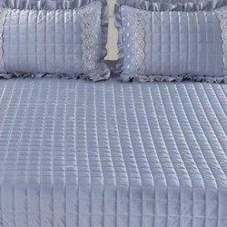 Cuvertura pat Catifea Lux 3 piese Gris