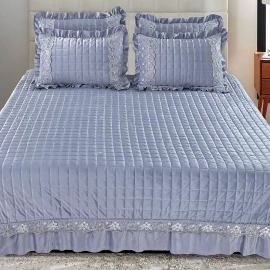 Cuvertura pat Catifea Lux 3 piese Gris