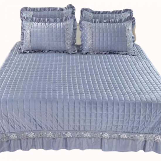 Cuvertura pat Catifea Lux 3 piese Gris