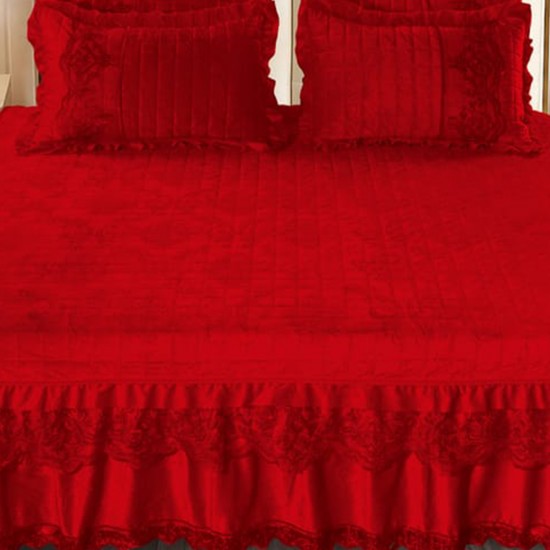 Cuvertura pat Catifea Lux 3 piese Passion Love