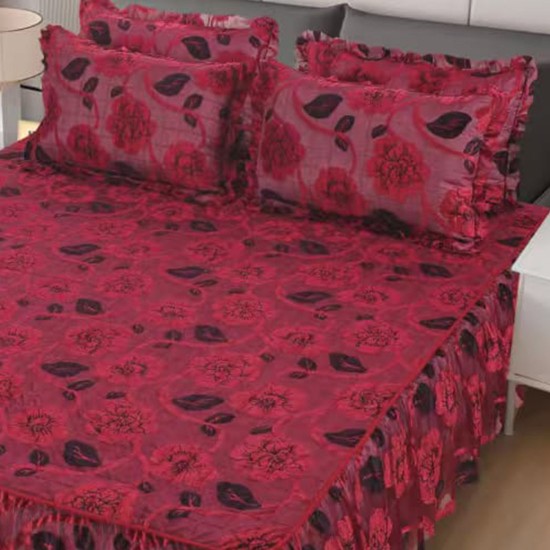 Cuvertura pat Catifea cu Volanase 3 piese Cuvertura pat Catifea cu Volanase 3 piese