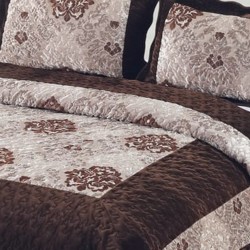 Cuvertura pat Catifea Lux 3 piese Maron