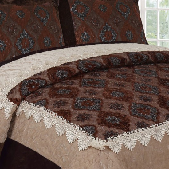 Cuvertura pat Catifea Lux 3 piese Erika