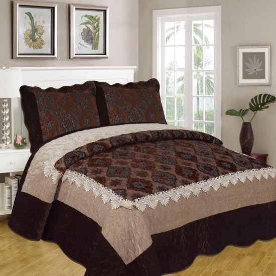 Cuvertura pat Catifea Lux 3 piese Erika