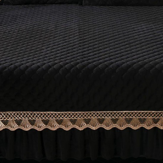 Cuvertura Catifea de pat King Size Bella Negru