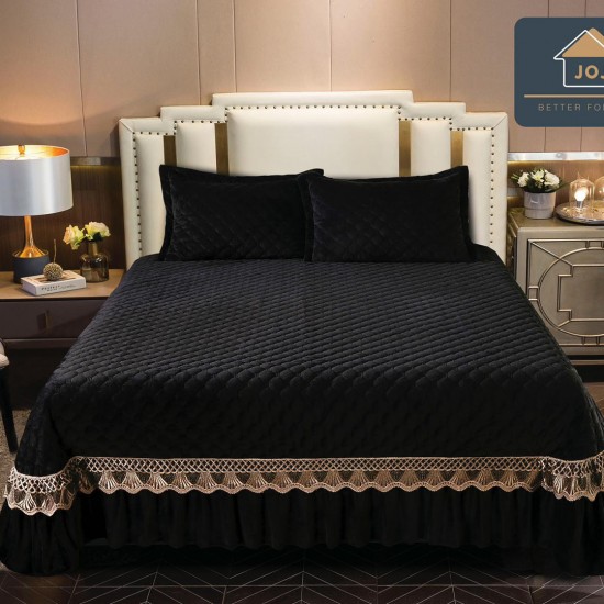 Cuvertura Catifea de pat King Size Bella Negru