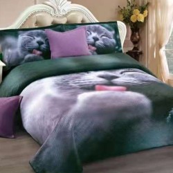 Cuvertura de pat din Catifea 5 piese Little Cat