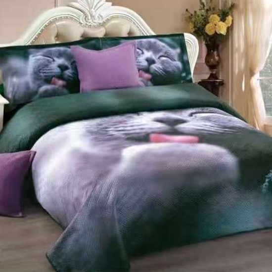 Cuvertura de pat din Catifea 5 piese Little Cat