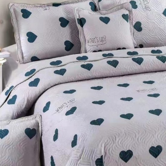 Cuvertura pat bumbac 5 Piese Blue Heart