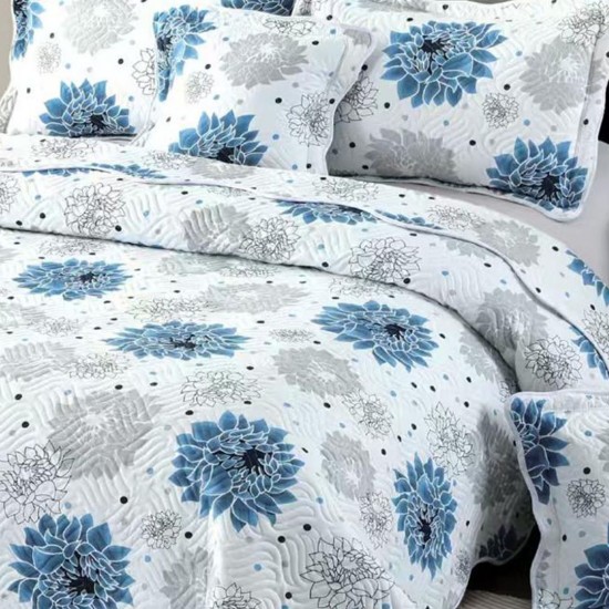 Cuvertura pat bumbac 5 Piese Blue Flowers