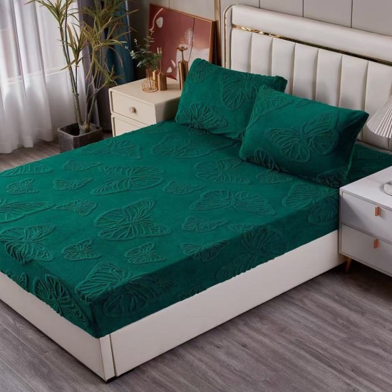Husa de pat cocolino + 2 fete perna Green Butterflies