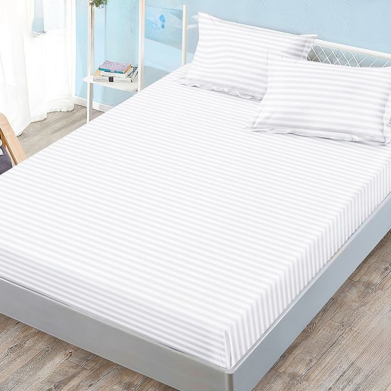 Husa de pat cu elastic 180x200 cm + 2 fete perna Elegance Alb Husa de pat cu elastic 180x200 cm + 2 fete perna Elegance Alb