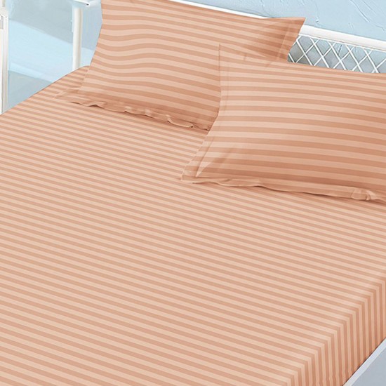 Husa de pat cu elastic 180x200 cm + 2 fete perna Elegance Piersica Husa de pat cu elastic 180x200 cm + 2 fete perna Elegance Piersica