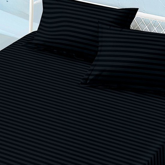 Husa de pat cu elastic 180x200 cm + 2 fete perna Elegance Negru