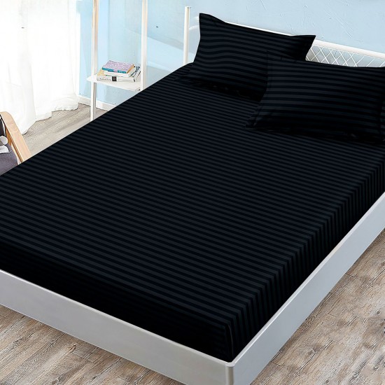 Husa de pat cu elastic 180x200 cm + 2 fete perna Elegance Negru