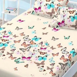 Husa de pat cu elastic + 2 fete perna Butterfly in Colors Husa de pat cu elastic + 2 fete perna Butterfly in Colors