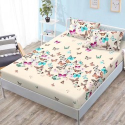 Husa de pat cu elastic + 2 fete perna Butterfly in Colors
