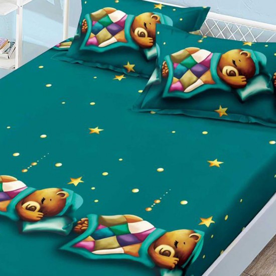 Sleepy Teddy Husa de pat cu elastic + 2 fete perna