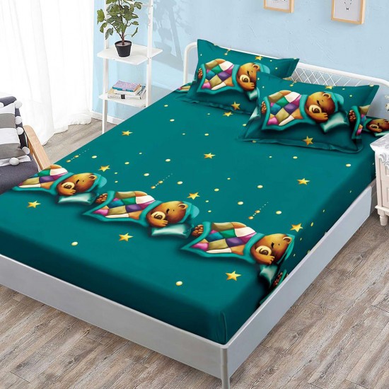 Sleepy Teddy Husa de pat cu elastic + 2 fete perna