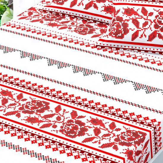 Husa de pat cu elastic + 2 fete perna Motive Traditionale Husa de pat cu elastic + 2 fete perna Motive Traditionale