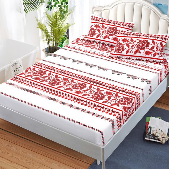 Husa de pat cu elastic + 2 fete perna Motive Traditionale Husa de pat cu elastic + 2 fete perna Motive Traditionale