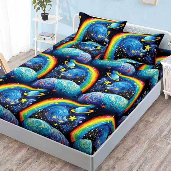 Husa de pat cu elastic + 2 fete perna Univers