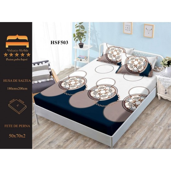 Husa de pat cu elastic + 2 fete perna