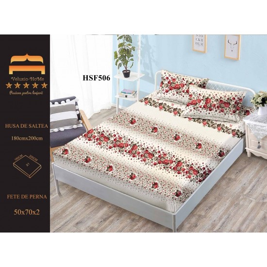 Husa de pat cu elastic + 2 fete perna