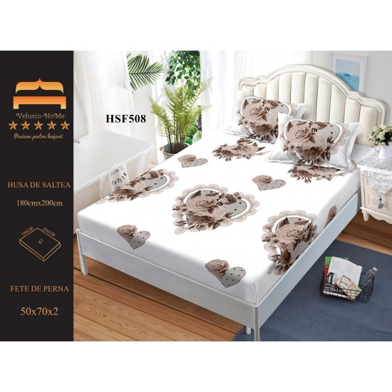 Husa de pat cu elastic + 2 fete perna