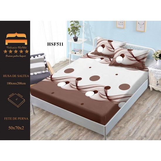 Husa de pat cu elastic + 2 fete perna
