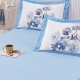 Husa de pat cu elastic + 2 fete perna Flower Albastru