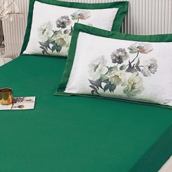 Husa de pat cu elastic + 2 fete perna Flower Verde Husa de pat cu elastic + 2 fete perna Flower Verde