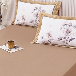 Husa de pat cu elastic + 2 fete perna Flower Maro Husa de pat cu elastic + 2 fete perna Flower Maro