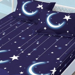 Husa de pat cu elastic + 2 fete perna Star and Moon Husa de pat cu elastic + 2 fete perna Star and Moon