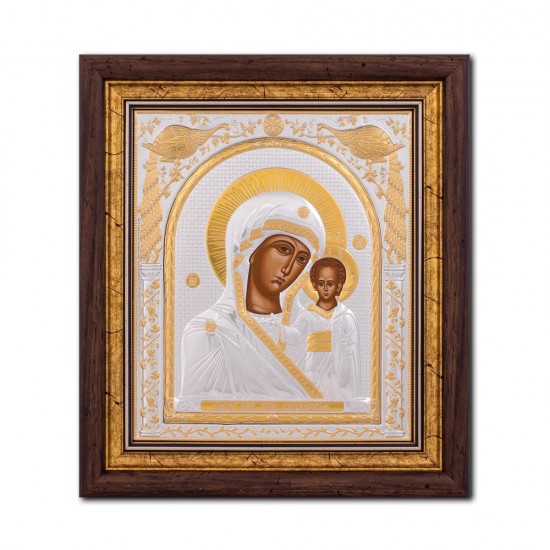 Icoana argintata - Maica Domnului din Kazan 24x26 cm