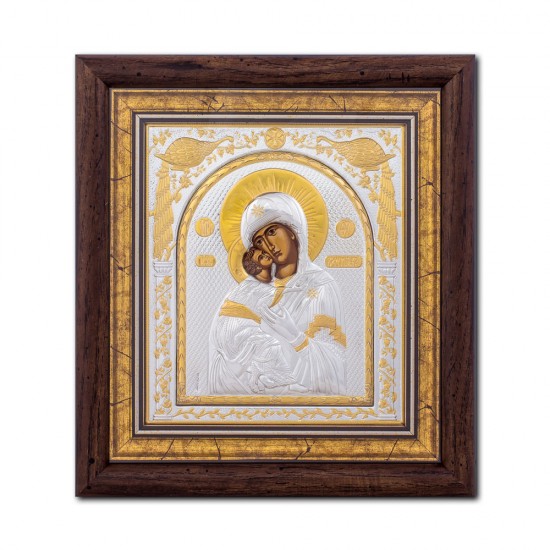 Icoana argintata - Maica Domnului din Vladimir 24x26 cm