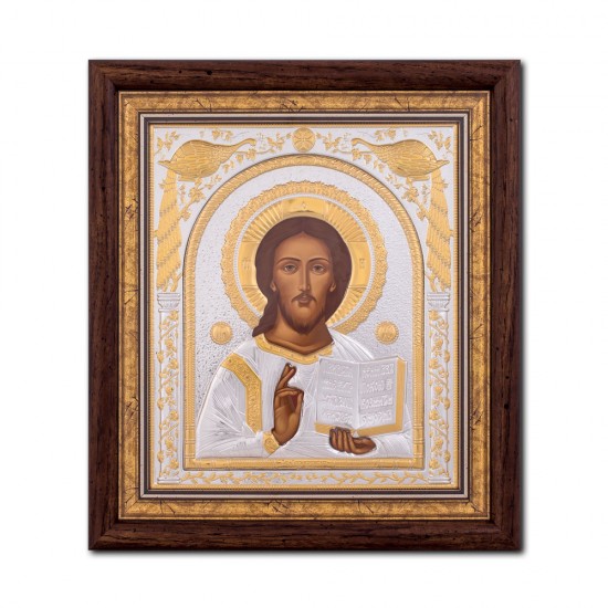 Icoana argintata - Mantuitorul Pantocrator 24x26 cm