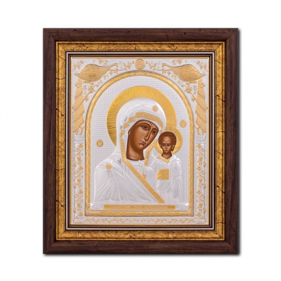 Icoana argintata -Maica Domnului din Kazan 29x31 cm