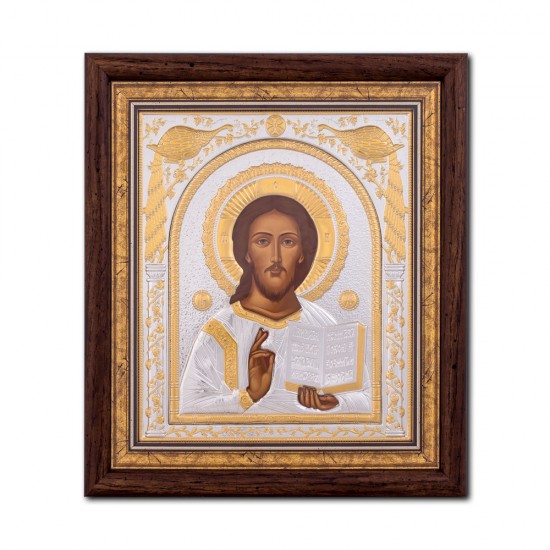 Icoana argintata - Mantuitorul Pantocrator 29x31 cm