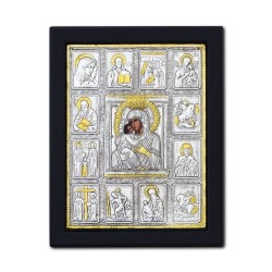 Icoana argintata - Maica Domnului Dulcea Sarutare - Iconostas 19x26 cm