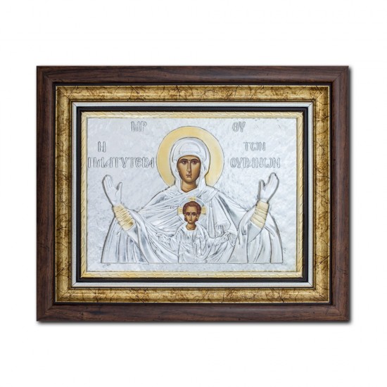 Icoana argintata - Maica Domnului Imparateasa Cerurilor - Platitera 36x44 cm