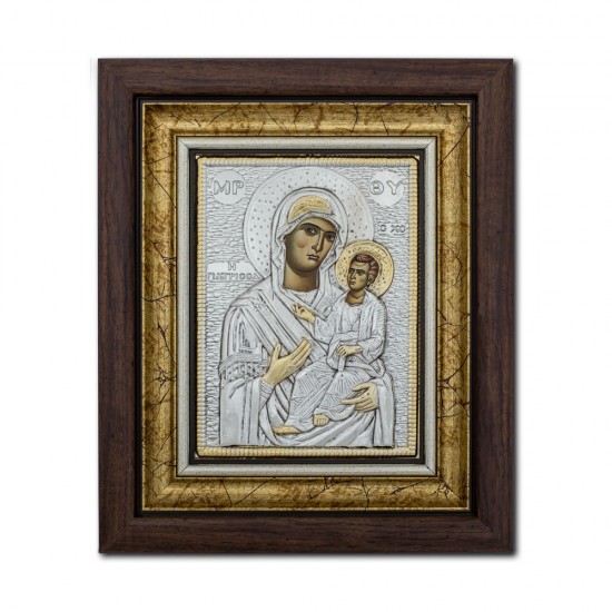 Icoana argintata - Maica Domnului Giatrisa - Vindecatoarea 27x32 cm