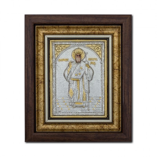 Icoana argintata - Sfantul Ierarh Nectarie din Eghina 27x32 cm