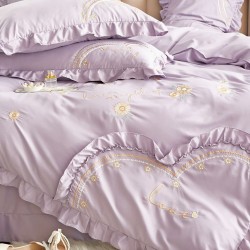 Lenjerie de pat bumbac brodat 4 piese Rosa