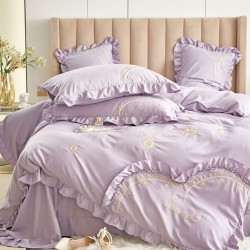 Lenjerie de pat bumbac brodat 4 piese Rosa