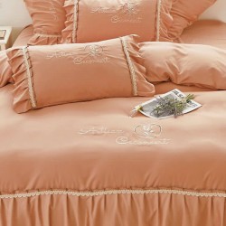 Lenjerie de pat bumbac brodat 4 piese Chiara